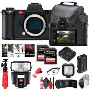 leica sl2-s mirrorless digital camera (body only) (10880) + sf40 flash + 2 x 64gb memory card + corel photo software + card reader + led light + case + deluxe cleaning set + flex tripod + more