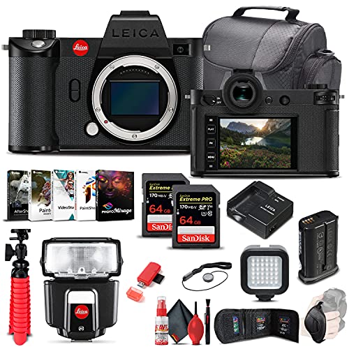 Leica SL2-S Mirrorless Digital Camera (Body Only) (10880) + SF40 Flash + 2 x 64GB Memory Card + Corel Photo Software + Card Reader + LED Light + Case + Deluxe Cleaning Set + Flex Tripod + More