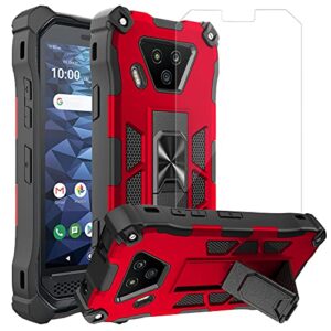 ailiber compatible with kyocera duraforce ultra 5g, duraforce uw e7110 case with screen protector, for magnetic car mount, kickstand holder, durable armor full body cover for duraforce ultra 5g uw-red