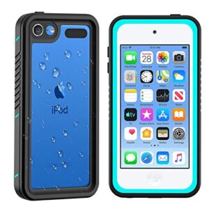ipod 5 ipod 6 ipod 7 waterproof case, re-sport shockproof dirtproof snowproof full-body protective case cover built-in screen protector compatible ipod touch 5th/6th/7th (blue)