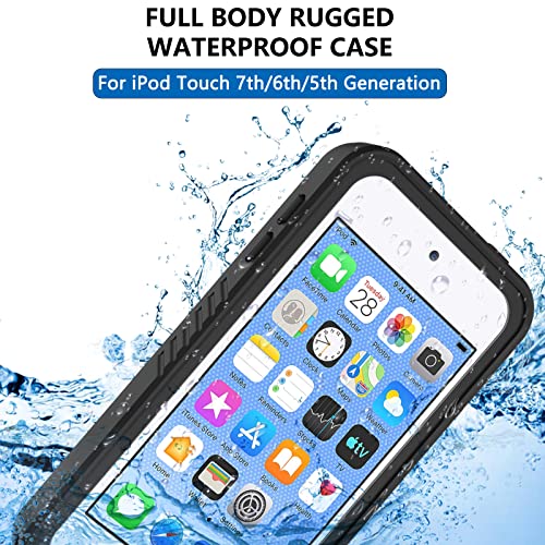 iPod 5 iPod 6 iPod 7 Waterproof Case, Re-Sport Shockproof Dirtproof Snowproof Full-Body Protective Case Cover Built-in Screen Protector Compatible iPod Touch 5th/6th/7th (Blue)