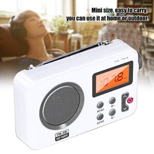 Shower Radio Speaker, Portable LCD Display Stereo Radio with AM/FM Radio/RDS System Long Playback Time Radio with Preset 20 Radio Stations for Bathroom, Hot Tub, Outdoor(White)