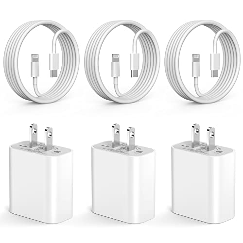 iPhone Fast Charger, 3 Pack [Apple MFi Certified] PD 20W Type C Fast Charger Block with 6FT USB C to Lightning Fast Charging Data Sync Cable Compatible for iPhone 14 13 12 11 Pro Max XS XR X 8 iPad