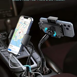 TOPGO [Upgraded] Cup Holder Phone Holder for Car, Car Cup Holder Phone Mount Universal Adjustable Gooseneck Cup Holder Cradle Car Mount for Cell Phone iPhone,Samsung,LG (Black)