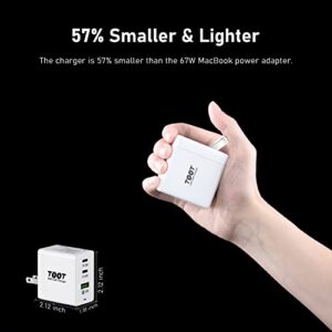 USB C Charger 65W PD 3.0 GaN Charger Type C Foldable Adapter with 3-Port Fast Wall Charger Compatible with iPhone 14/13/12 Pro/11, iPad Pro,3,Samsung, MacBook Pro/Air, Laptops(with USB C to C Cable)