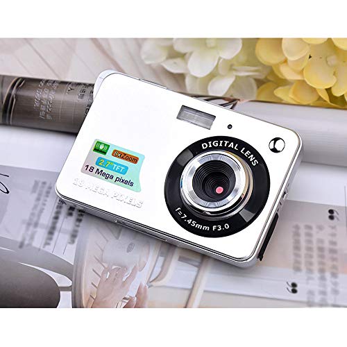 Digital Camera Mini Pocket Camera 18MP 2.7 Inch LCD Screen 8X Zoom Smile Capture Anti-Shake with Battery