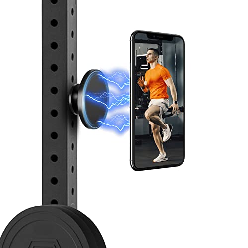 Aerbeis Gym Magnetic Phone Holder Adapter - Double Sided Magnetic Phone Mount Compatible with MagSafe iPhone 14 13 12 Pro Max Plus Mini, 360° Adjustable Holder for Any Phone Video Recording