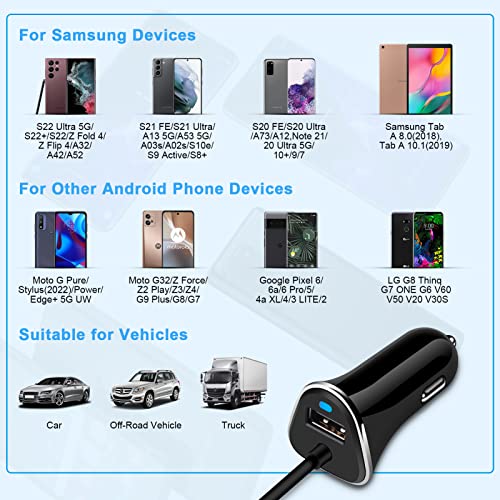 Fast Car Charger Pixel 7 Type C Car Plug Android USB C Cigarette Lighter Car Adapter Fast Charging C Coiled Cable for Samsung Galaxy A14 5G/S23/A54/A34/A23/Z Fold 4/A13/S21 FE/A53/A03s,Pixel 7 Pro/6a