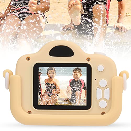 Toddler Camera, Cartoon Digital Camera 1-4x Music Play for Birthday Christmas, Thanksgiving for Timing Playback Games, Photo Sticker(Light Yellow)