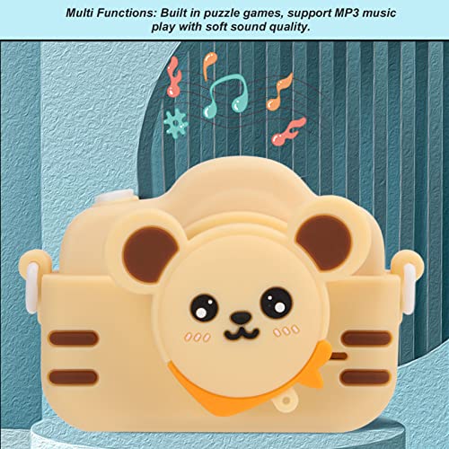 Toddler Camera, Cartoon Digital Camera 1-4x Music Play for Birthday Christmas, Thanksgiving for Timing Playback Games, Photo Sticker(Light Yellow)