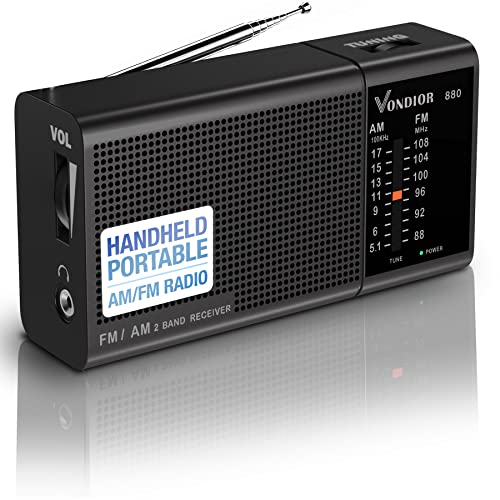 Transistor Radios Portable Battery Operated - Best Reception and Longest Lasting. AM FM Radio Operated by 2 AA Battery, Mono Headphone Socket, by Vondior (Silver)