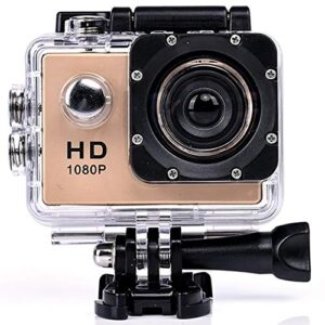 Multi-Function Shooting HF40 Sport Camera with 30m Waterproof Case, Generalplus 6624, 2.0 inch LCD Screen(Black/Gold) (Color : Gold)