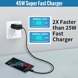 45W USB C Fast Charger,Super Fast Charger with 5FT Type C Fast Charging Cable for Samsung Galaxy A53/A73/A33/S23 Ultra/S23/S23+/S22 Ultra/ S22+/S21 ultra/S21/A20/A03S/S20/Z flip 3