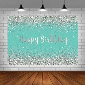 breakfast blue and sliver birthday photography backdrop sweet 16th 21st shiny diamonds background girls adult women happy birthday party decorations cake table banner photo booth props 5x3ft