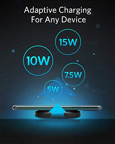 Anker Wireless Charger with Power Adapter, PowerWave II Pad, Qi-Certified 15W Max Fast Wireless Charging Pad for iPhone 14/14 Pro/14 Pro Max/13/13 Pro Max, Galaxy S10 S9 S8, Note 10 Note 9 & More