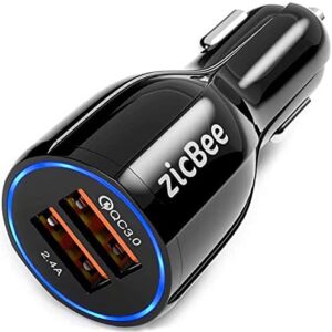 dual usb car charger lighter adapter qc 3.0 5.4a/30w, 4x rapid faster charging speed for iphone 14 13 12 11 mini pro max xs x xr 8 7 6 5 ipad pro air mini, galaxy note s22 s21 s20 ultra plus & more