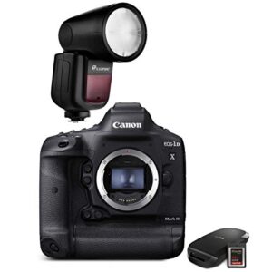 canon eos-1d x mark iii dslr camera body with cfexpress card & reader bundle kit – with flash kit,flashpoint zoom li-on x r2 ttl on-camera round flash speedlight