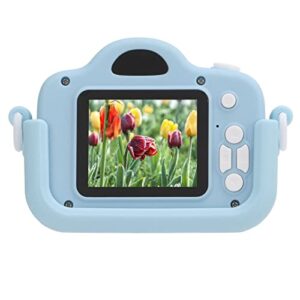 toddler camera, cartoon digital camera 1-4x music play for birthday christmas, thanksgiving for timing playback games, photo sticker(blue)