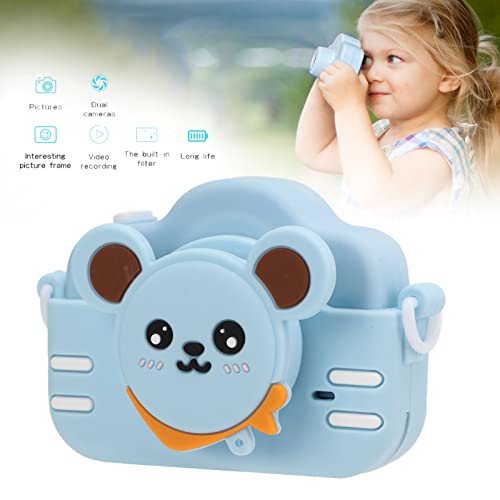 Toddler Camera, Cartoon Digital Camera 1-4x Music Play for Birthday Christmas, Thanksgiving for Timing Playback Games, Photo Sticker(Blue)