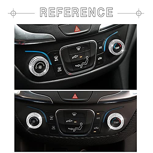 1797 for Chevy Chevrolet Equinox Accessories 2018-2022 Bling AC Knobs Caps Ring Air Conditioner Radio Volume Covers Stickers Decals Silver Crystal Pack of 2