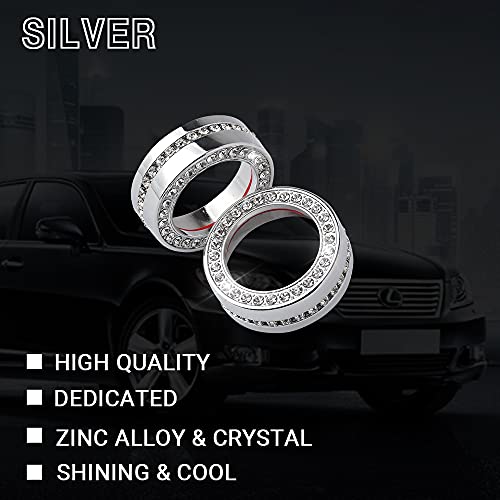 1797 for Chevy Chevrolet Equinox Accessories 2018-2022 Bling AC Knobs Caps Ring Air Conditioner Radio Volume Covers Stickers Decals Silver Crystal Pack of 2