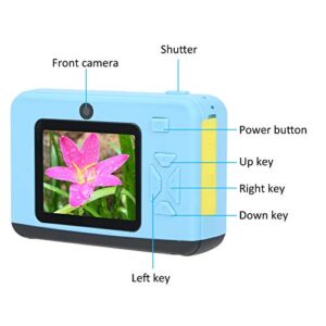 Video Camera, Electronic Gift Multifunction Dual Lens Mini IPS Screen Kids Camera with Anti-Lost Strap for Taking Photos for Recording Videos(Blue)