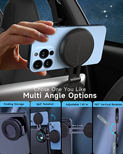 Car Phone Holder Mount for Tesla Model 3/X/Y/S, Adjustable Magnetic Car Phone Mount 360° Free Rotation Foldaway Car Mount Phone Holder for MagSafe Compatible with iPhone 12/13/14 and Other Phone-BLACK