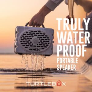 Turtlebox Gen 2: Loud! Outdoor Portable Bluetooth Speaker | Rugged, IP67, Waterproof, Impact Resistant & Dustproof (Plays to 120db, Pair 2X for True L-R Stereo), Thunderhead Gray/Black