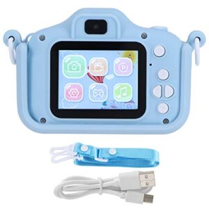 20mp children digital camera with hanging rope usb charging portable cute dual shot camera timing ips color screen for boys girls taking photos videos games blue