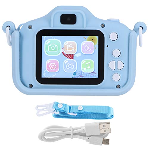 20MP Children Digital Camera with Hanging Rope USB Charging Portable Cute Dual Shot Camera Timing IPS Color Screen for Boys Girls Taking Photos Videos Games Blue