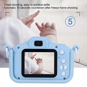 20MP Children Digital Camera with Hanging Rope USB Charging Portable Cute Dual Shot Camera Timing IPS Color Screen for Boys Girls Taking Photos Videos Games Blue