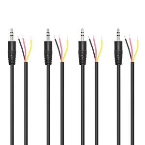 riieyoca replacement 3.5mm male plug to bare wire open end 1/8″ trs 3 pole stereo audio cable for audio equipment installed or earphone microphone cable repair,1m(4 pack)