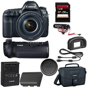 canon eos 5d mark iv dslr camera with 24-105mm f/4l ii lens + canon bge20 grip + 256gb sdxc card + rode videomic go + more (renewed)