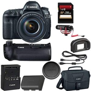 Canon EOS 5D Mark IV DSLR Camera with 24-105mm f/4L II Lens + Canon BGE20 Grip + 256GB SDXC Card + Rode VideoMic GO + More (Renewed)