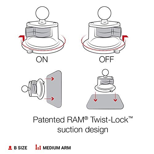 RAM Mounts X-Grip Phone Mount with Twist-Lock Suction Cup Base RAP-B-166-UN7U with Medium Arm for Vehicle Windshields