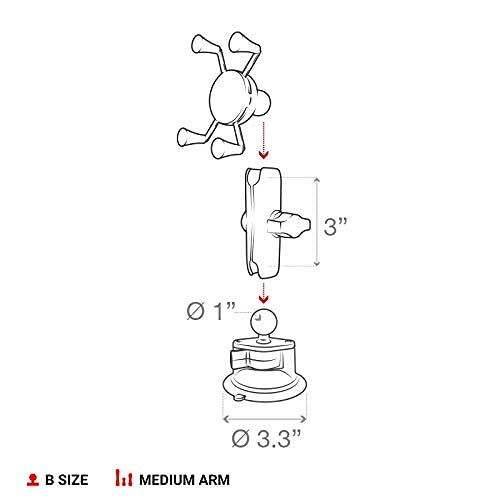 RAM Mounts X-Grip Phone Mount with Twist-Lock Suction Cup Base RAP-B-166-UN7U with Medium Arm for Vehicle Windshields