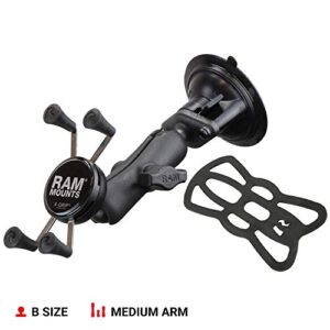 RAM Mounts X-Grip Phone Mount with Twist-Lock Suction Cup Base RAP-B-166-UN7U with Medium Arm for Vehicle Windshields