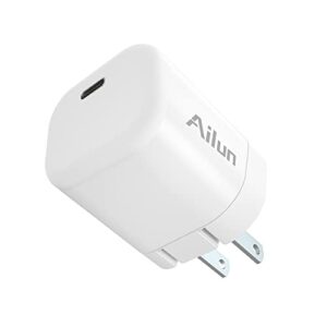 ailun 20w usb c power adapter,pd port wall charger block foldable fast charge for iphone 14/14 pro/13/13 pro/12 pro max/12/12 pro/12 mini/11,galaxy,pixel 4/3, ipad pro (cable not included)