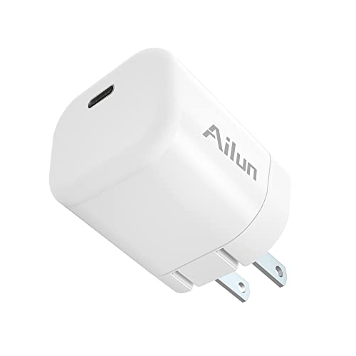 Ailun 20W USB C Power Adapter,PD Port Wall Charger Block Foldable Fast Charge for iPhone 14/14 Pro/13/13 Pro/12 Pro Max/12/12 Pro/12 Mini/11,Galaxy,Pixel 4/3, iPad Pro (Cable Not Included)