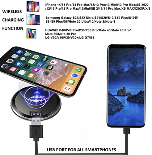 Desk Wireless Charger, hopopower 15W Fast Wireless Charging Station Pad Compatible with iPhone 14/14 Pro/14 Pro Max/13/13 Pro Max/13 Mini/12/12 Pro Max/11/11 Pro/11 Pro Max/Galaxy S22/S21/S20/Note 20