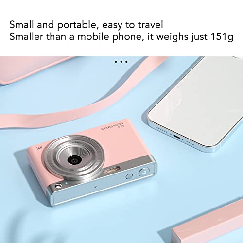 Digital Camera, 4K Digital Camera 2.88in IPS HD Mirrorless Camera AF Autofocus 16X Zoom 50MP Camera for Macro Shooting (Pink)