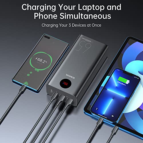 ROMOSS Laptop Power Bank, 40000mAh USB C PD Portable Laptop Charger, 65W Fast Charging High Capacity External Battery Pack for MacBook Pro/Dell XPS, Microsoft Surface, iPad Pro, iPhone 13, and More