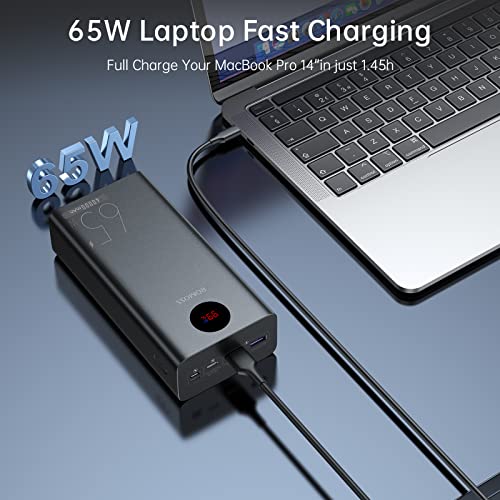 ROMOSS Laptop Power Bank, 40000mAh USB C PD Portable Laptop Charger, 65W Fast Charging High Capacity External Battery Pack for MacBook Pro/Dell XPS, Microsoft Surface, iPad Pro, iPhone 13, and More