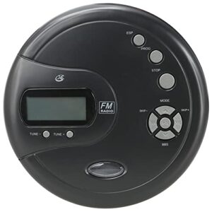 gpx pc332b portable cd player with anti-skip protection, fm radio and stereo earbuds – black