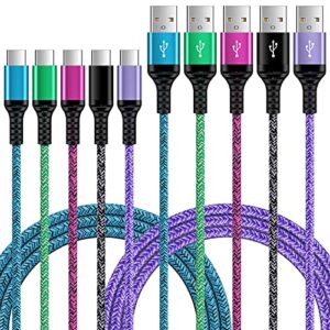 usb c cord fast type c charging cable 6ft 5pack nylon phone charger cord for samsung galaxy a12 a32 a52 s23 s22 s21 a14 a13 5g s20 s10 s9 a51 a71 a20 a21 a01 a50,moto g stylus power,lg v60 k51 stylo 6