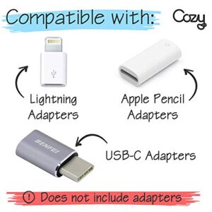 Cozy [10-Pack] Charging Cable Adapter Keeper/Holder/Tether, Compatible with (USB-C, Micro USB, Apple Pencil) adapters | Perfect for Keychain, Car, Travel (Black - 10 Pack)