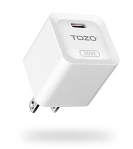 tozo c1 usb c 20w pd power adapter fast wall charger type c compatible for iphone 14/14 plus/14 pro/14 pro max,iphone 13/12/pro/pro max/11,ipad pro,samsung galaxy white(cable not included)