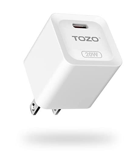 TOZO C1 USB C 20W PD Power Adapter Fast Wall Charger Type C Compatible for iPhone 14/14 Plus/14 Pro/14 Pro Max,iPhone 13/12/Pro/Pro Max/11,iPad Pro,Samsung Galaxy White(Cable not Included)