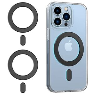 outxe magnetic adapter ring 2 pack, universal magnet sticker compatible with magsafe accessories & wireless charging for iphone 14/13/12/11 mini pro max, galaxy s22/s21 fe ultra and phone case -black