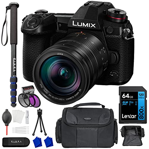 Panasonic Lumix G9 Mirrorless Camera, 20.3 Megapixels Plus 80 Megapixel High-Resolution Mode with Leica Vario-Elmarit 12-60mm F2.8-4.0 Lens, 3", Black | DC-G9LK | Extended 3 Years Panasonic Warranty